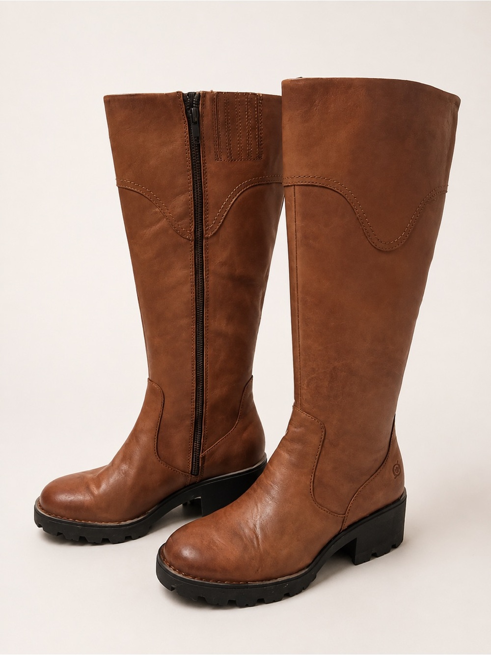 Børn Gabriella Women’s 7.5 M Brown Leather Tall Knee High Lug Sole Boots